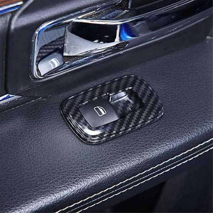 4pcs Black Carbon Fiber Car Inner Window Lift Trim Switch Panel Cover for Ram 2010-2017/charger Dur