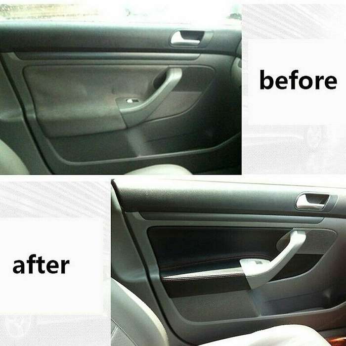 4PCS Black+RED LHD 4 Doors Armrest Panel Leather Cover Inner Trim for MK5 2005-2010 with Tools