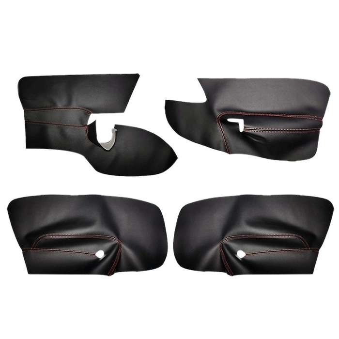 4PCS Black+RED LHD 4 Doors Armrest Panel Leather Cover Inner Trim for MK5 2005-2010 with Tools