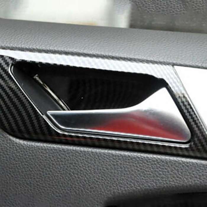 4Pcs Car Interior Door Handle Bowl Trim for Golf MK6 2010-2013 Carbon Fiber
