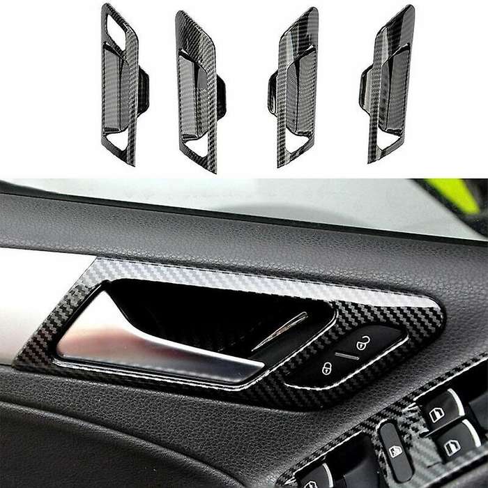 4Pcs Car Interior Door Handle Bowl Trim for Golf MK6 2010-2013 Carbon Fiber