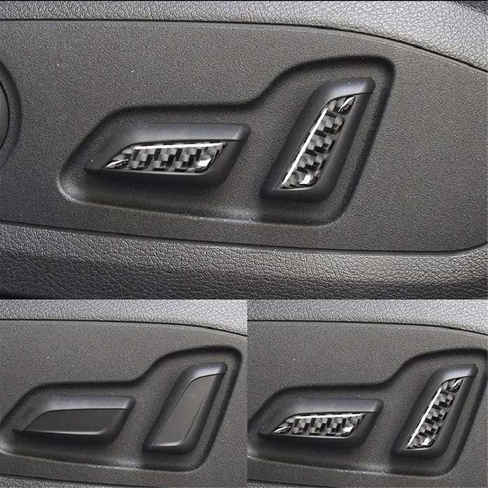 4Pcs Car Seat Adjust Button Cover Sticker Carbon Fiber Trim Auto Anti-Scratch Accessories for A4 B9
