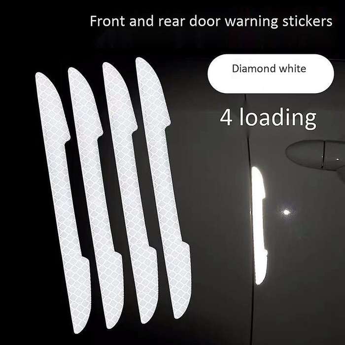 4PCS Car Side Door Reflective Stripe Protective Strip Anti-Collision Strips Scrape Guard Handle Cove