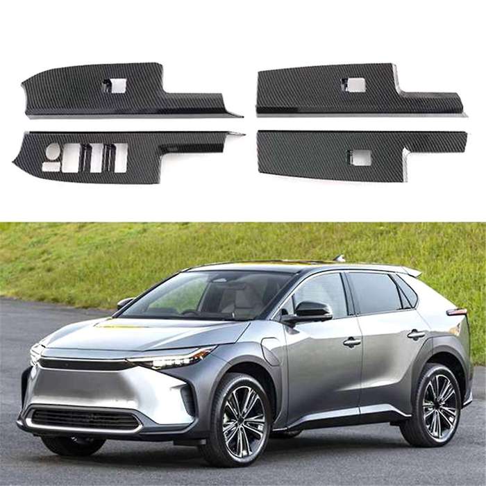 4pcs Car Window Glass Lift Button Switch Cover Trim Door Armrest Panel for Bz4x 2022 2023 Carbon Fib