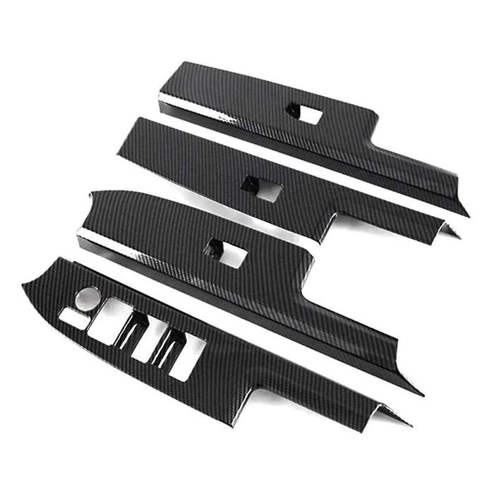 4pcs Car Window Glass Lift Button Switch Cover Trim Door Armrest Panel for Bz4x 2022 2023 Carbon Fib