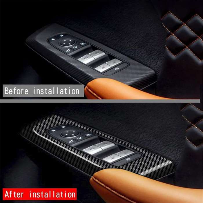 4pcs Carbon Fiber Car Door Window Lift Button Panel Cover Interior Door Panels Trim for 2022+ Rhd