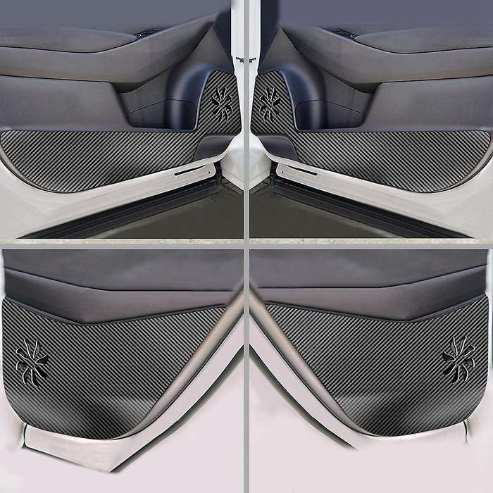 4PCS Carbon Fiber Car Door Anti-Kick Protection Pad Door Anti-Scratch Protection Cover for VEZEL 202