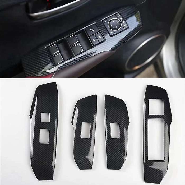 4PCS Carbon Fiber Car Window Switch Panel Adjust Cover Trim Stickers Window Button Decoration for NX
