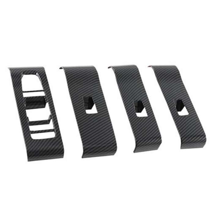 4pcs Carbon Fiber Pattern Car Window Control Panel Cover Door Lock Switch Trim Stickers for 2022 Yu