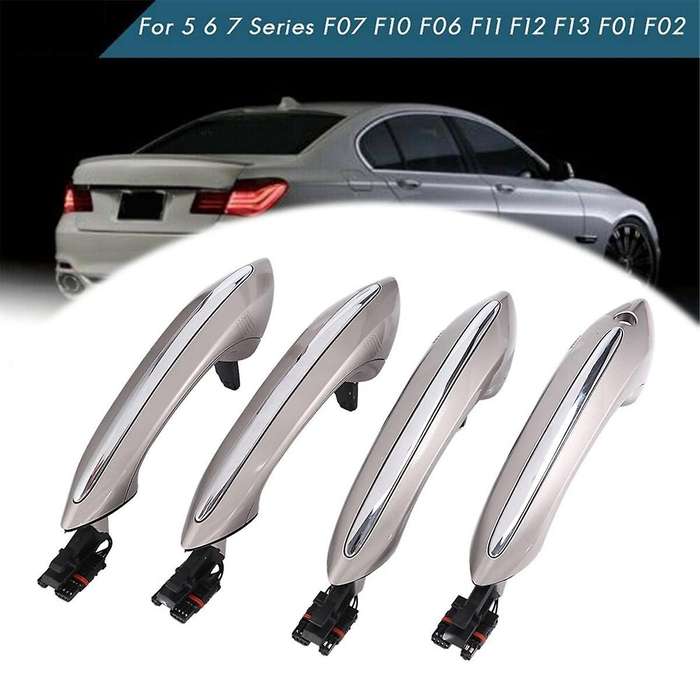 4pcs Champagne Outer Exterior Door Handle Set with Light for 5 6 7 Series F07 F10 F11 F06 F12 F13 F0