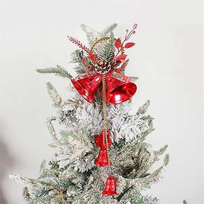 4pcs Christma Jingle Bells Door Hanger Ornaments Red Christmas Tree Decorations with 5 Bells and Pin