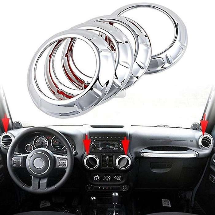 4Pcs Chrome Car Dash Air Conditioning Vent Trim Cover for JK 11-17