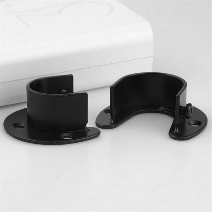 4pcs Closet Rod Brackets Support Flange Holders with Screws U Shaped Wardrobe Bracket Pole Socket En