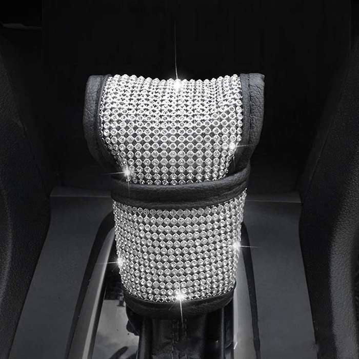 4PCS Crystal Rhinestone Car Accessories for Women Shift Gear Cover Auto Handbrake Cover for Car Inte