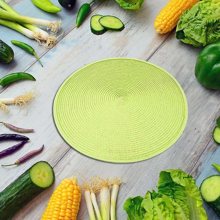 4pcs Dining Table Mat Woven Placemat Pad Heat Resistant Bowls Cups Coaster Table Party Supply(green