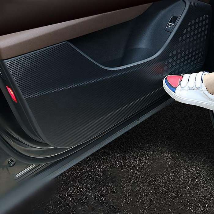 4Pcs Door Anti Kick Mat,Carbon Fiber Door Protector Anti-Kick Mat for A3 Dust Proof Protection Car I