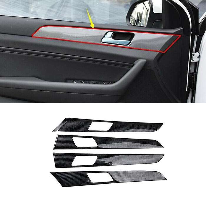 4Pcs for 2015-2019 Carbon Fiber Automotive Interior Inner Door Panel Strip Cover Frame Trim 4Pcs
