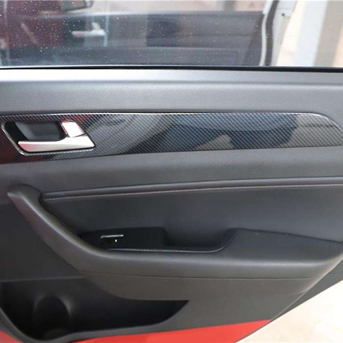 4Pcs for 2015-2019 Carbon Fiber Automotive Interior Inner Door Panel Strip Cover Frame Trim 4Pcs