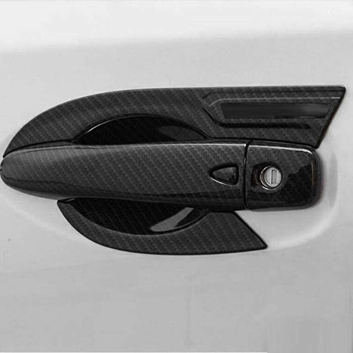 4PCS for NP300 2015-2020 Carbon Fiber Car Side Door Handle Bowl Cover Trim Sticker Decoration Access