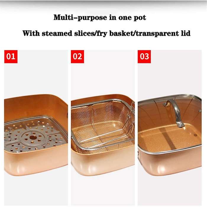 4PCS Frying Pan Four-Piece Set Square Pan Frying Pan Copper Color Non-Stick Pan