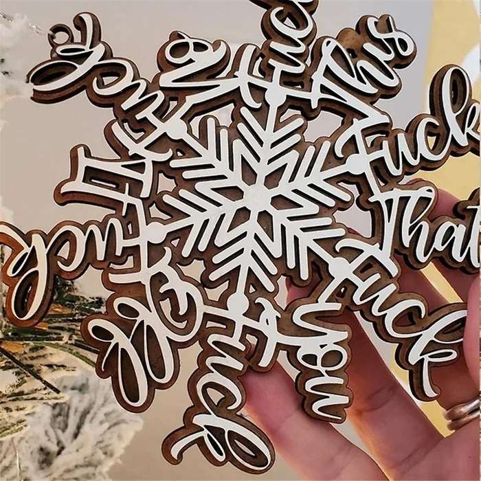 4PCS Funny Holiday Ornament Snowflake Ornament Gift Naughty Snowflake Christmas Snowflake Ornament