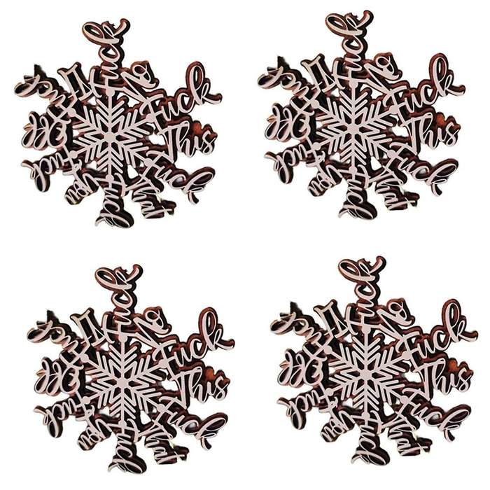 4PCS Funny Holiday Ornament Snowflake Ornament Gift Naughty Snowflake Christmas Snowflake Ornament