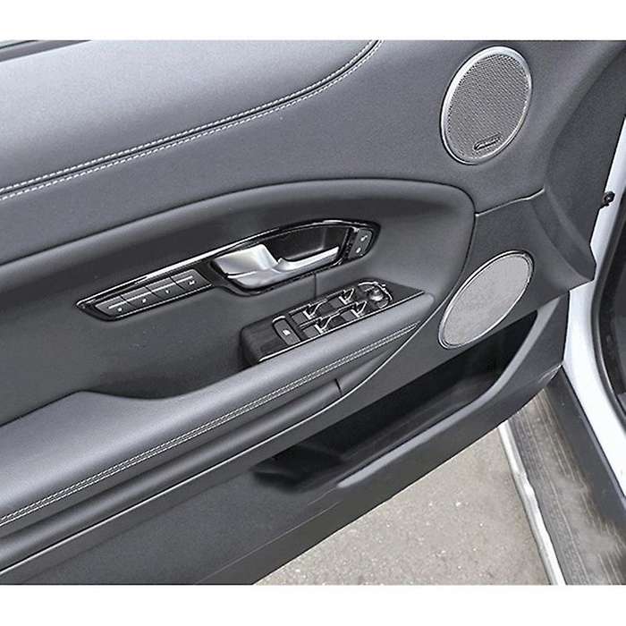 4Pcs Grain Window Lift Button Cover Trim Frame for Evoque 14-17 ABS Material