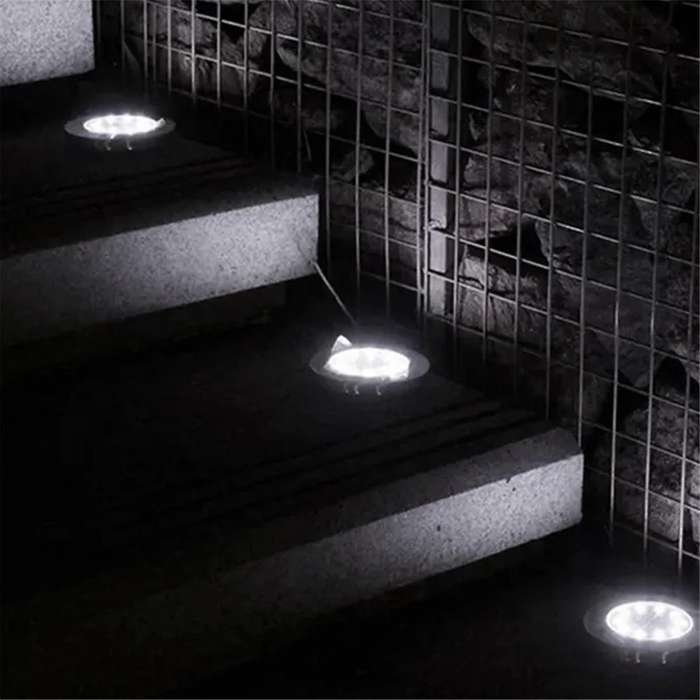 4pcs Ground Lights Enhanced Solar Ground Lights, 8 Led Powered Waterproof Disk Lights for Garden