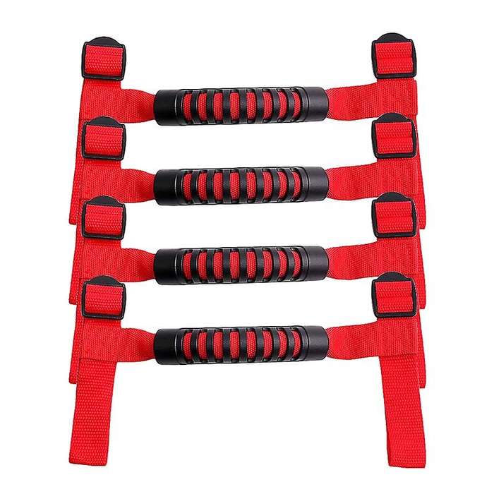 4Pcs Grip Handle for Handles Roll Bar Grab Handles for YJ TJ JK JKU 1987-2020(Red)
