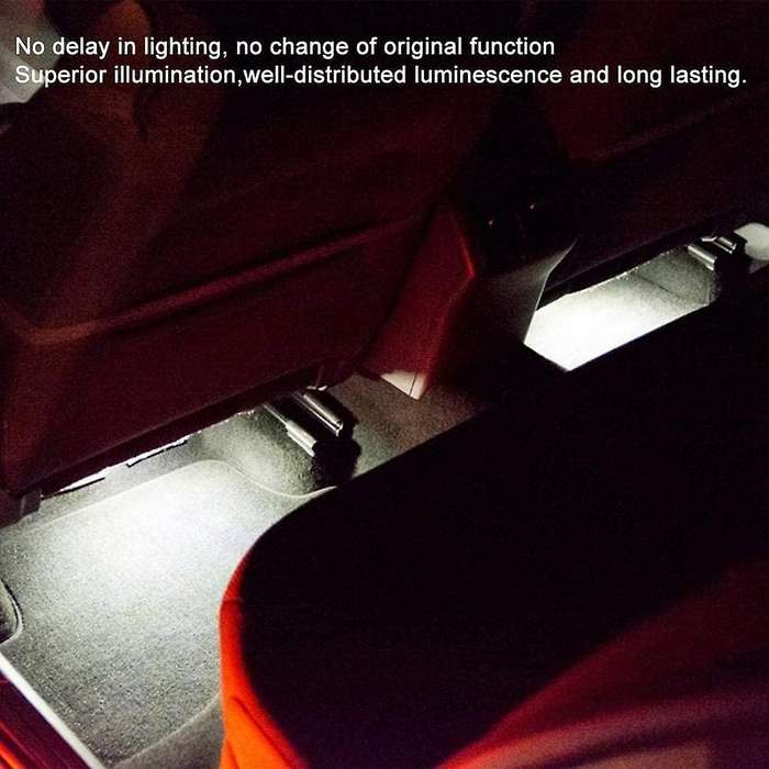 4Pcs LED Footwell Lights Interior Light with Wiring Harness 4E0947415A Fit for  A3 A4 A5 A6 A7 A8 Q3