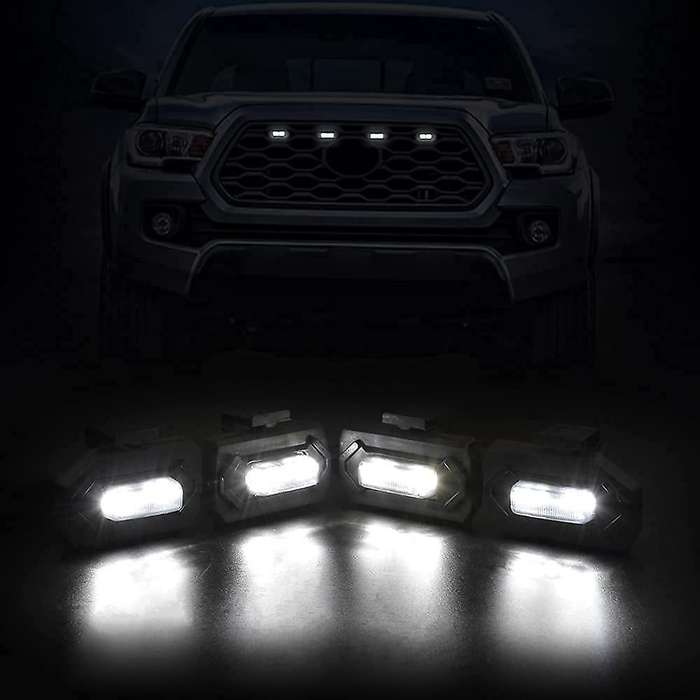 4PCS LED Front Grill Lights Compatible Toyota Tacoma Raptor TRD,Yellow Light