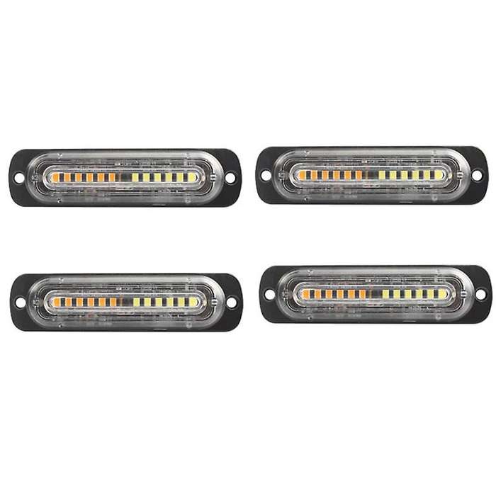 4PCS Light Police Strobe Warning Light , 12 LED Mini Strobe Light Bar Compatible with 12V-24V Vehicl