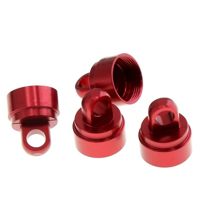 4PCS Machined Alloy Shock Caps Shock Bladder Bottoms Washers Pivot Balls for Slash 2WD 4WD,Red