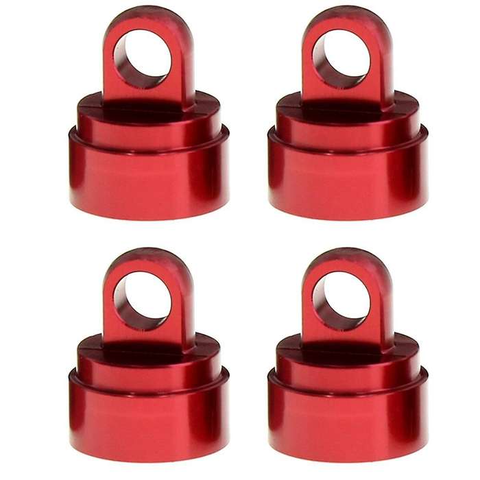 4PCS Machined Alloy Shock Caps Shock Bladder Bottoms Washers Pivot Balls for Slash 2WD 4WD,Red