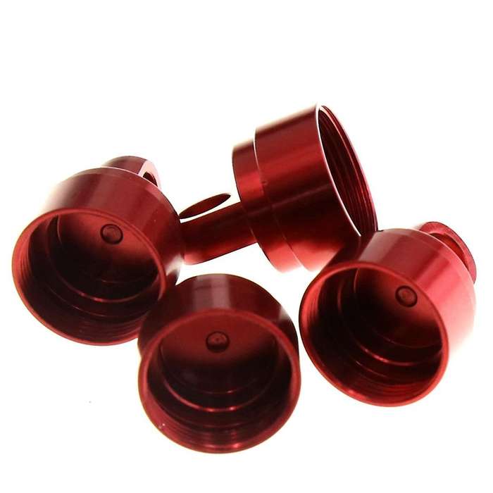 4PCS Machined Alloy Shock Caps Shock Bladder Bottoms Washers Pivot Balls for Slash 2WD 4WD,Red
