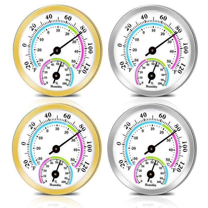 4Pcs Mini Thermometer Hygrometer, 2 in 1 Indoor Outdoor Temperature Humidity Monitor Gauge for Home,