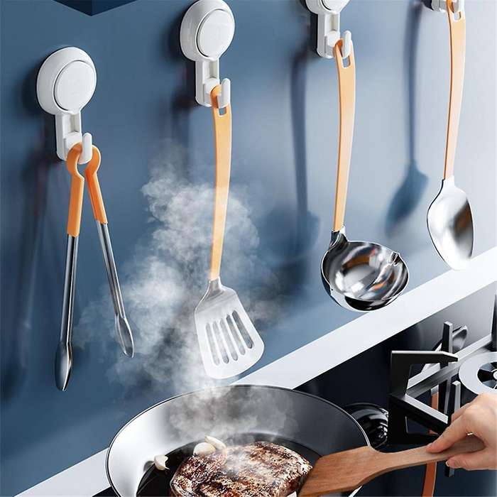 4pcs No Punching Bathroom Traceless Strong Adhesive Bathroom Kitchen Wall Suction Cup Hook Towel Ad