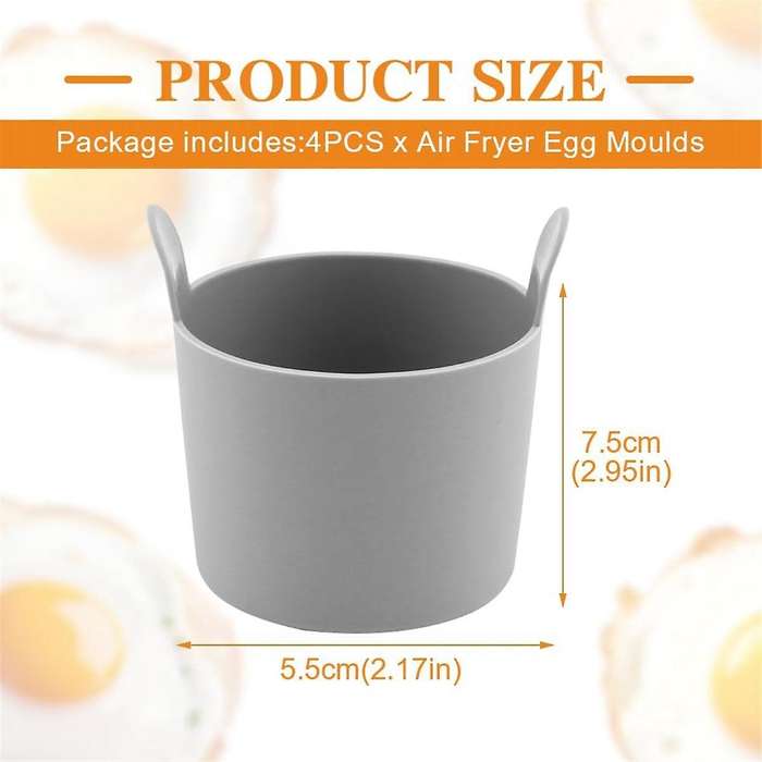 4pcs Ramekins for Air Fryer,Air Fryer Egg Moulds with Dual-Handle Reusable Air Fryer Egg Moulds for