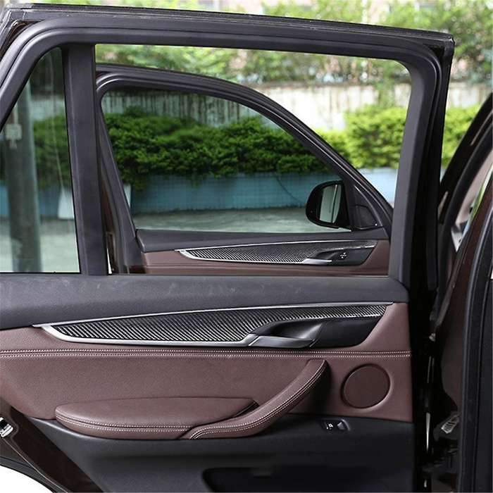 4PCS Real Carbon Fiber Car Interior Door Cover Trim Strips for X5 F15 X6 2014-2018 Inner Decoration