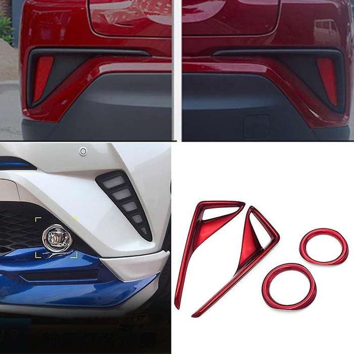 4Pcs Red Car Front and Rear Fog Light Trim Tail Lamp Frame Cover for C- 2017 2018