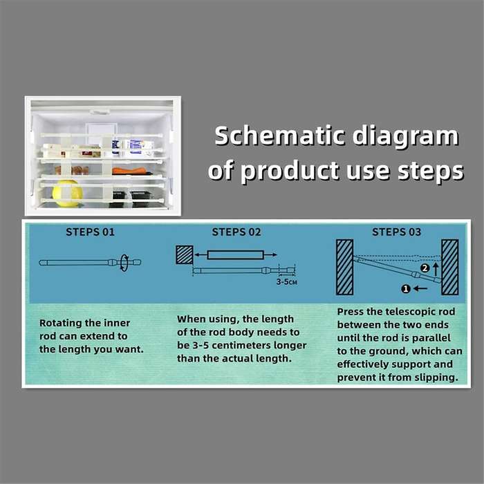 4pcs Rv Refrigerator Bars Adjustable Rv Fridge Tension Bars Rv Fridge Bars for Holding Food Drinks R