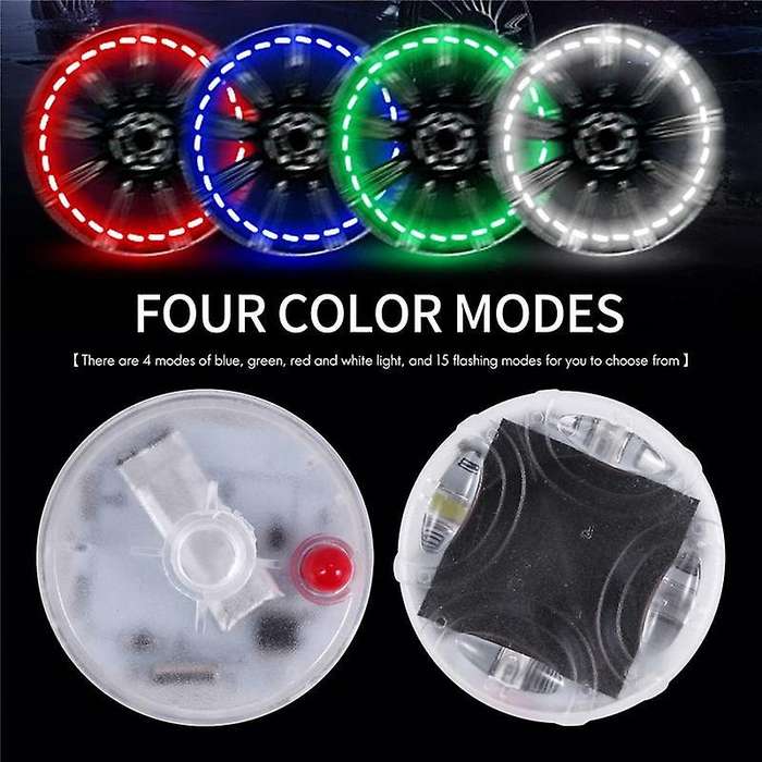 4pcs Solar Car Tire Wheel Lights Led Tire Air Valve Cap Light Motion Sensors Flashing Colorful Gas