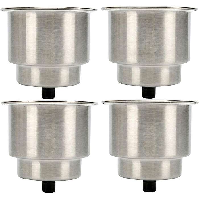 4Pcs Stainless Steel Cup Drink Holder with Drain for Marine Boat RV Boating & Sailing Hardware