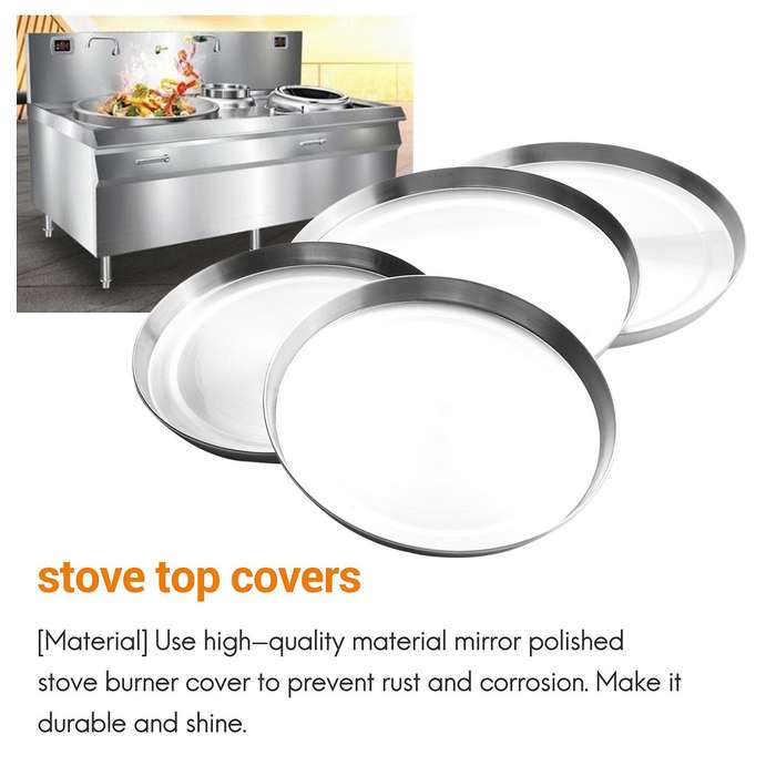 4Pcs Stainless Steel Hob Covers Stove Plate Top Cooker Protector Kit Set Utensils 17/21CM Kitchen Ac