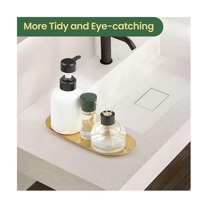4pcs Stainless Steel Decorative Tray, Bathroom Vanity Tray for Dresser Counter, Kitchen Sink Tray F