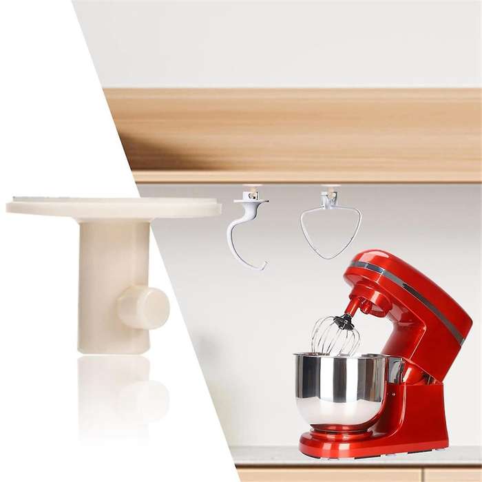 4Pcs Stand Mixer Holders, Kitchen Storage Organizer with Screw-In Mixer Attachments Organizer