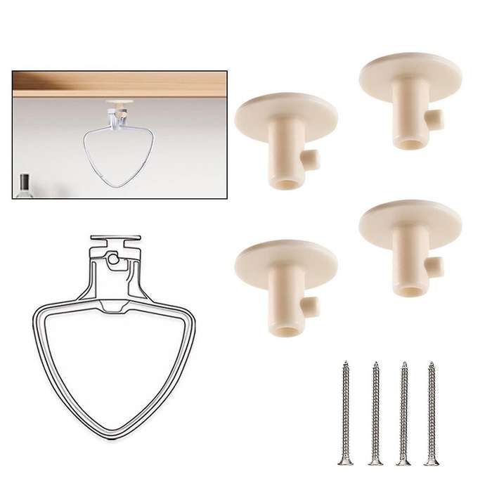 4Pcs Stand Mixer Holders, Kitchen Storage Organizer with Screw-In Mixer Attachments Organizer