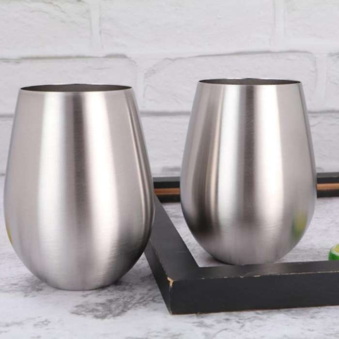 4PCS Stainless Steel Stemless Wine Glasses Kitchen Bar Unbreakable Metal Drink Cups for Indoor & Out