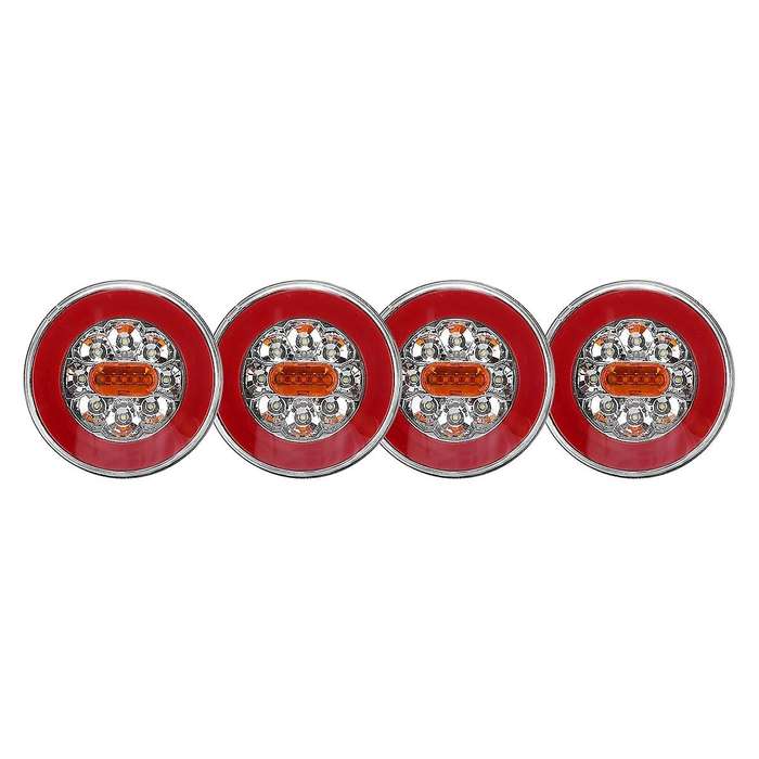 4PCS Truck LED Tail Light 12-24V 4-in-1 Trailer Dynamic Tail Light LED Brake Signal Light for Car Tr