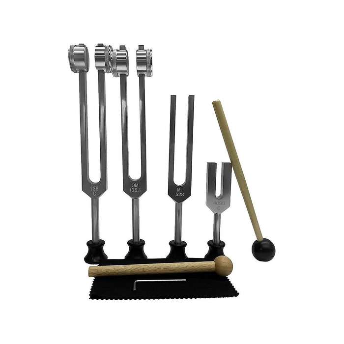 4pcs Tuning Fork Set (4096c, Mi528, 128c, Om136.1) for Solfeggio,for Chakra,sound Therapy,reliever